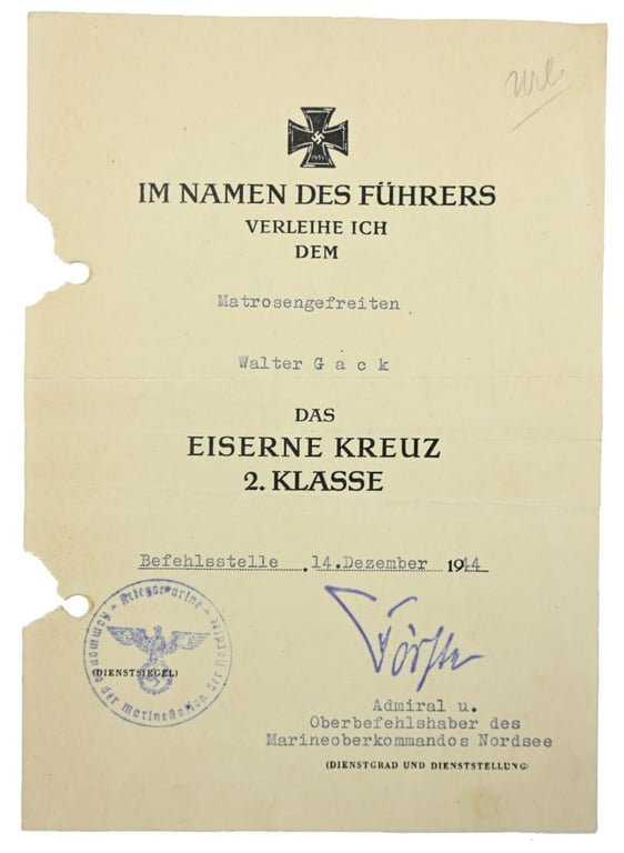 German KM Grouping Walter Gack