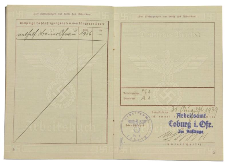 German Third Reich Workers Pass