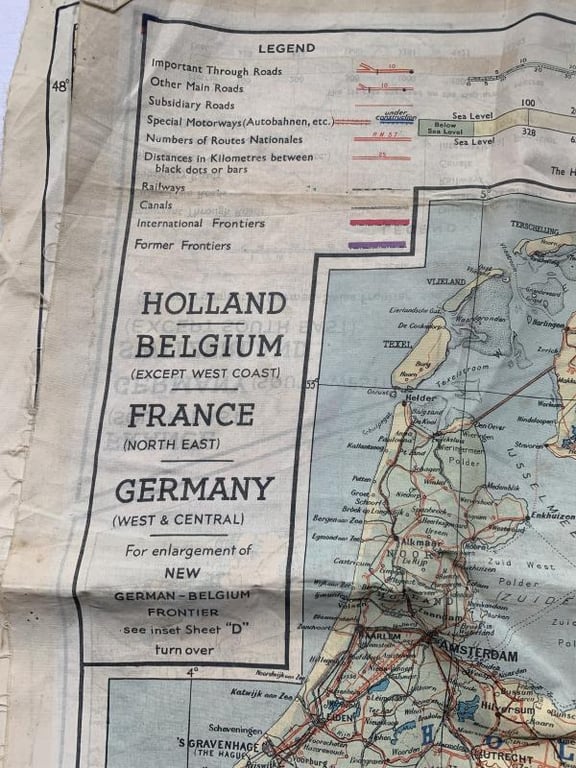 WW2 Silk Escape Map Series 43 Holland, Belgium and France
