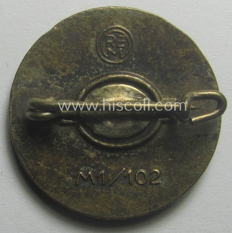 'N.S.D.A.P.'-membership-pin- ie. party-badge (or: 'Parteiabzeichen') showing the makers'-designation: 'RzM' and/or: 'M1/102' (= 'Frank & Reif')