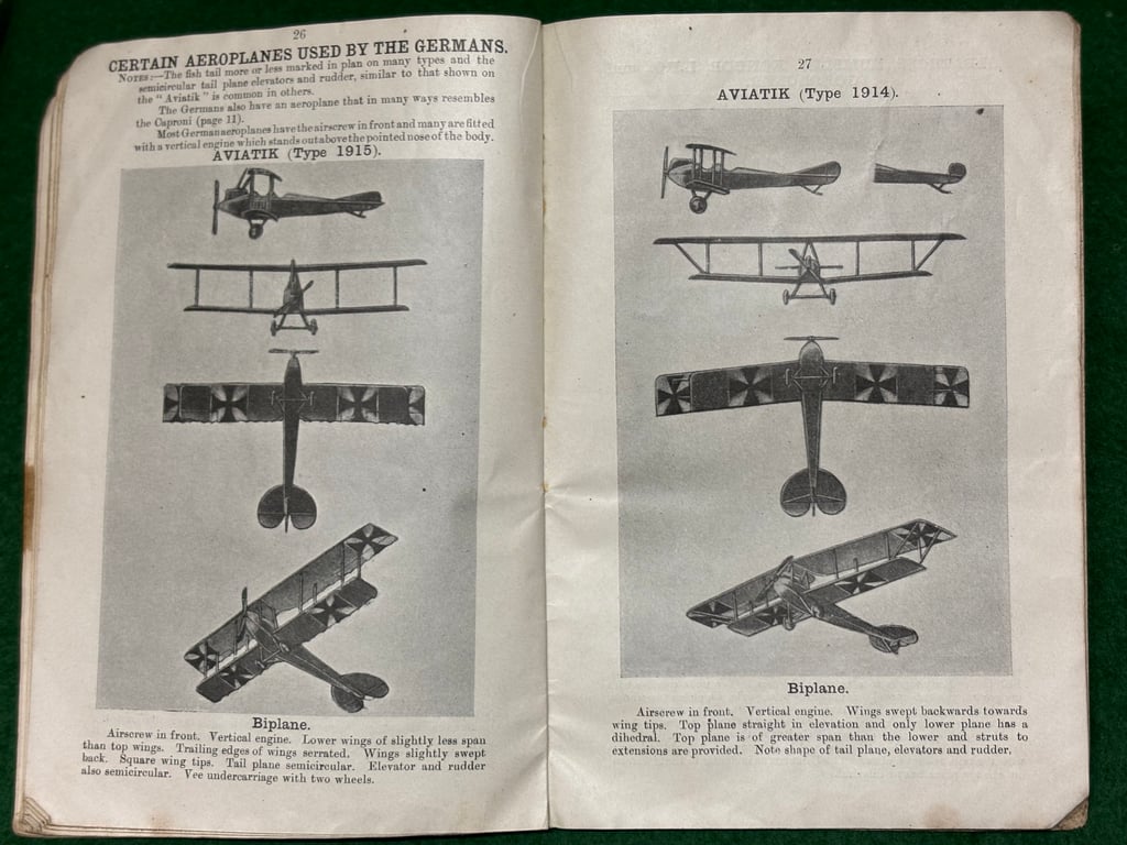 Original 1916 Pamphlet Silhouettes of Airplanes and Airships