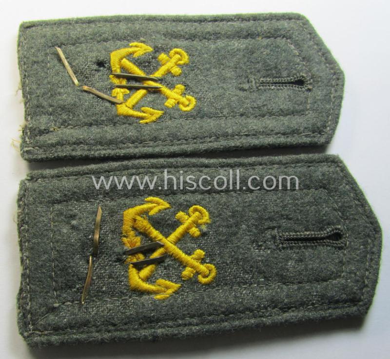 Attractive - 'period-promoted' and fully matching! - pair of 'cyphered'- (and I deem early- ie. mid-war-period) WH (Kriegsmarine) NCO-type shoulderstraps as was intended for usage by a: 'Feldwebel eines Küsten-Artillerie-Abteilungs'