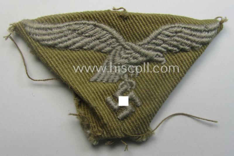 Moderately used and/or carefully cap-removed, WH (Luftwaffe) 'tropical-issued' cap-eagle and cocarde-set as was specifically intended for usage onto the tropical-styled LW side-caps (ie. 'Schiffchen')