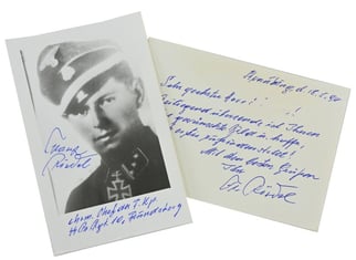 Signature of Waffen-SS Knight's Cross Recipient 'Franz Riedel'