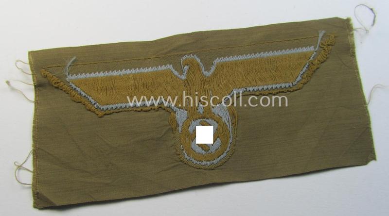 WH (Heeres) 'tropical-issue' (ie. DAK or: 'Deutsches Afrika Korps'-related-) breasteagle, as executed in neat so-called: 'BeVo'-weave style that comes in a 'virtually mint- ie. unissued'-, condition