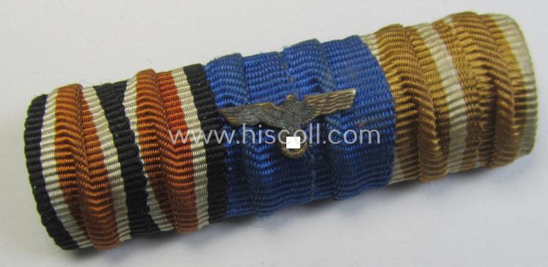 3-pieced, WWII-period medal-bar (ie. 'Ordenspange') and accompanying ribbon-bar (ie. 'Band-/Feldspange')