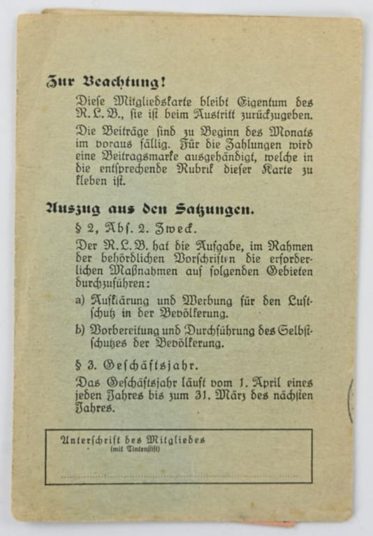 German RLB Membercard 1936