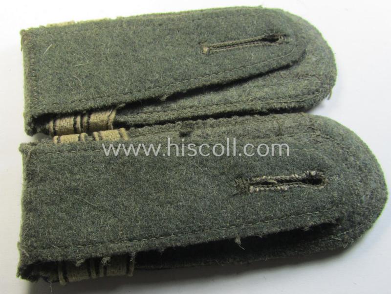 Fully matching - and actually scarcely seen! - pair of WH (Heeres) NCO-type (ie. 'M40- o. M43'-pattern) shoulderstraps as was intended for usage by a: 'Feldwebel u. Offiziers-Anwärter eines Pionier-Bataillons o. Regiments'