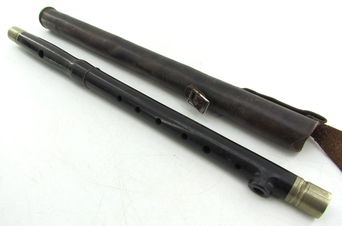 BDM (Bund Deutscher Mädel) marching fife with original black leather carrying case.