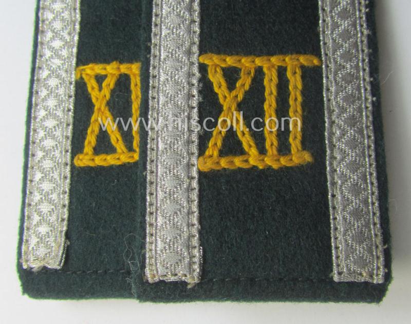 Pair of WH (Heeres), neatly 'cyphered' (and pointed-styled!) NCO-type shoulderstraps: 'Uffz. des Kavallerie- o. Reiter-Rgts. 12'