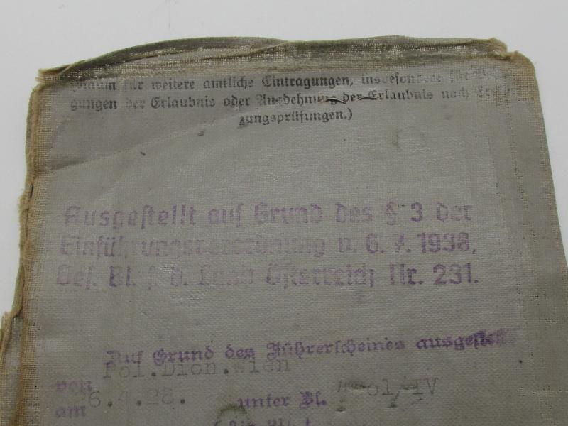 Führerschein 1938 (Drivers Licence) with photo