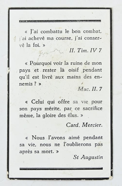 Belgian WW2 RAF Pilot 'Henri A. Picard' Deathcard (Great Escape)