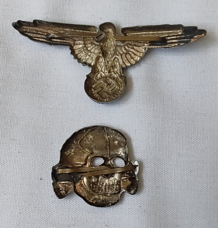 Reproduction Waffen-SS NCO/Officer aluminium visor TK and eagle