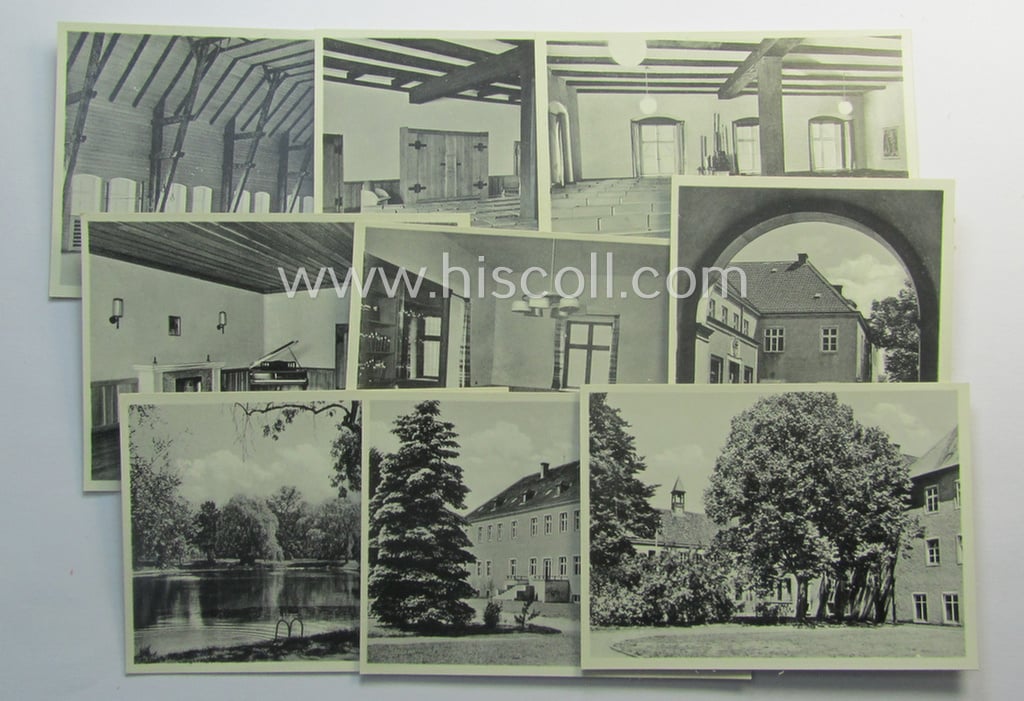 Interesting  HJ- (ie. 'Hitlerjugend'-) related 'souvenir'-photo map comprising of a small-sized, carton-based 'folder' containing 16 detailed pictures of the: 'Gebietsführerschule' “Langemarck” as was based in the town of Haldem
