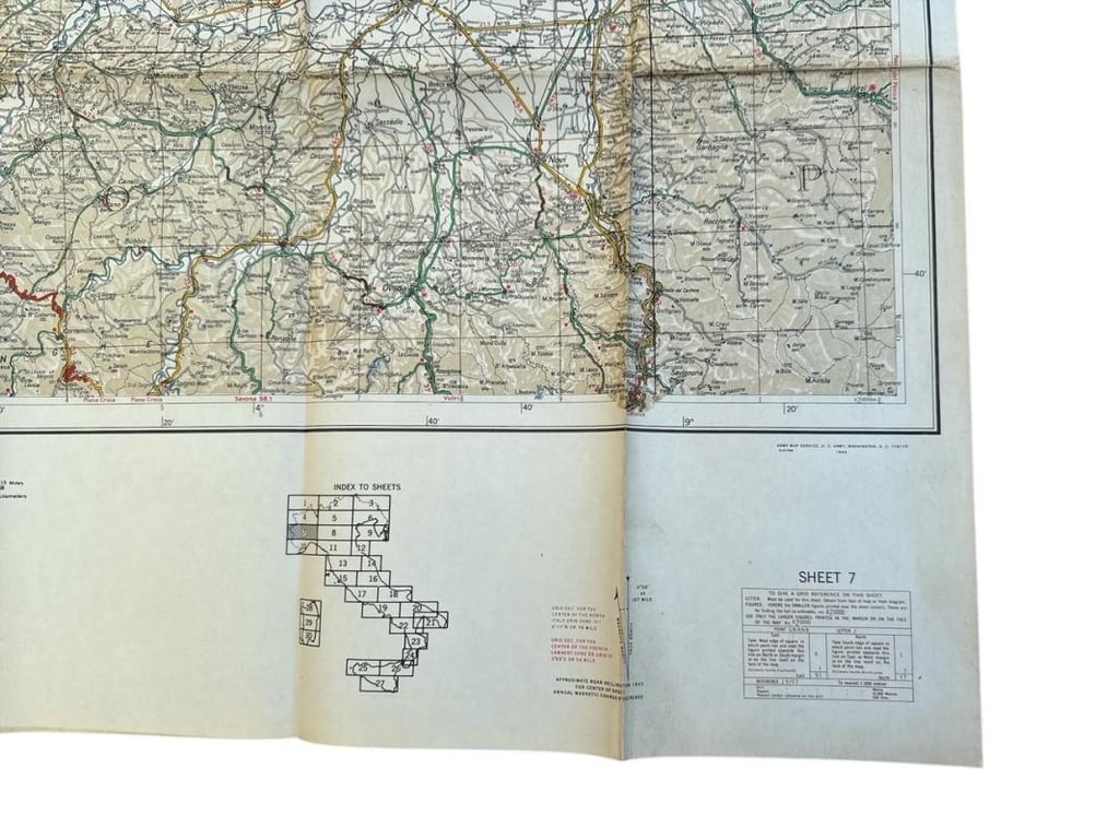 US WWII Road Map for the Italian Campaign ( Sheet nr 7 )