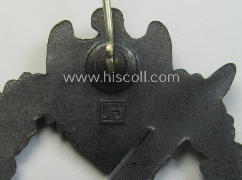 'Virtually mint', 'Infanterie Sturmabzeichen in Bronze' being a maker- (ie. 'JFS'-) marked, 'solid-back' example by the desirable maker: 'Josef Feix u. Söhne' as was executed in golden-bronze-coloured, zinc-based metal