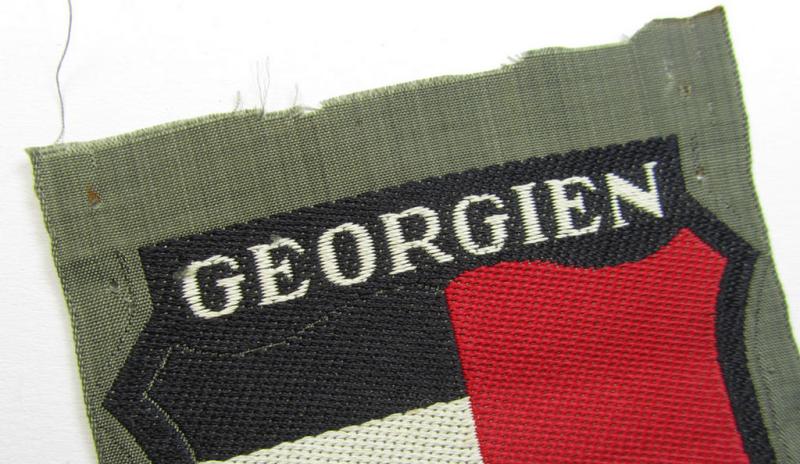 'BeVo'-type armshield entitled: 'Georgien' (being a 'virtually mint- ie. unissued' example as intended for a volunteer who served within the 'Deutsche Wehrmacht' ie. within the 'Georgisches Legion')
