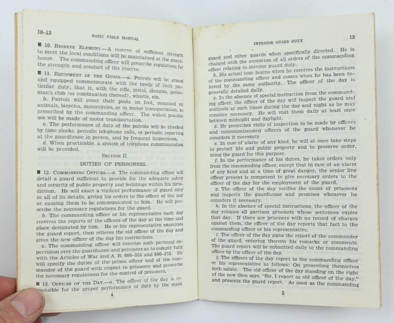 US WW2 Basic Field Manual Interior Guard DutyFM 26-5