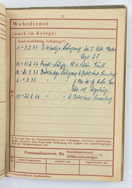 German LW Wehrpass 'Inspector Friedrich Lahm'