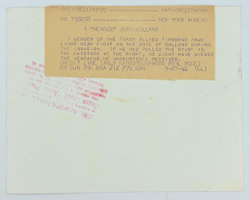 US WW2 Market Garden Press Photo 'Dropzone'