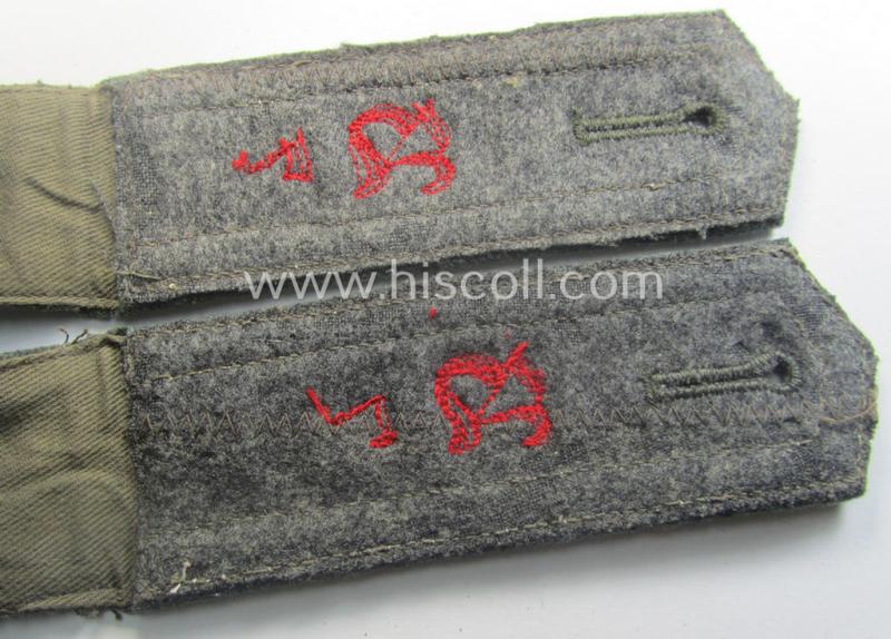 Pair of early- (ie. pre-) war-period, WH (Heeres) 'M36'- (ie. 'M40'-) pattern 'cyphered' (pointed-styled!) NCO-type shoulderstraps as intended for an: 'Uffz. u. Mitglied des Art.-Beo.-Abts. 7'