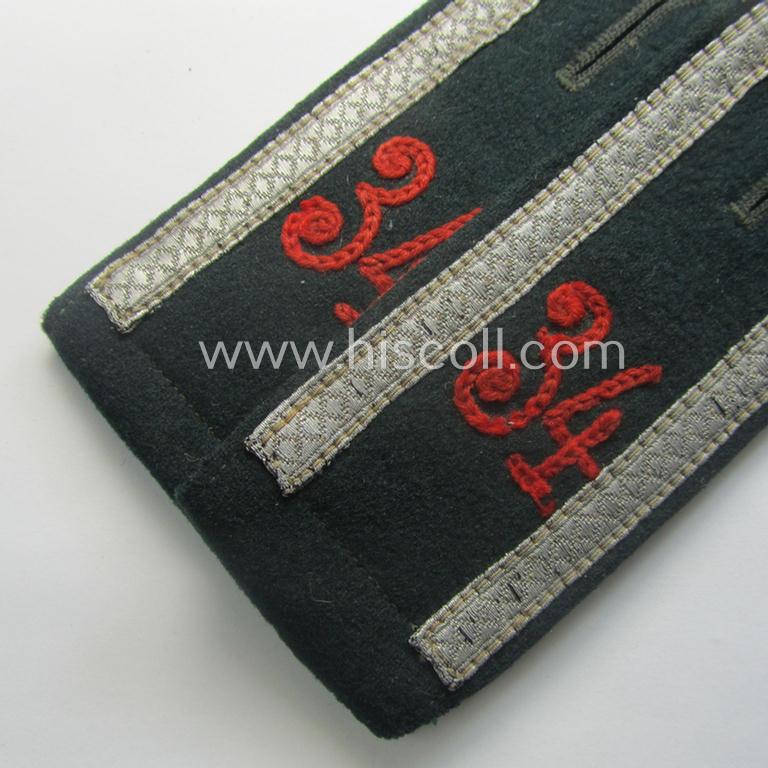 Minimally moth-damaged pair of WH (Heeres), neatly 'cyphered' ('M36'- ie. 'M40'-pattern and/or pointed-style) NCO-type shoulderstraps for an: 'Unterwachtmeister des Artillerie-Rgts. 34'