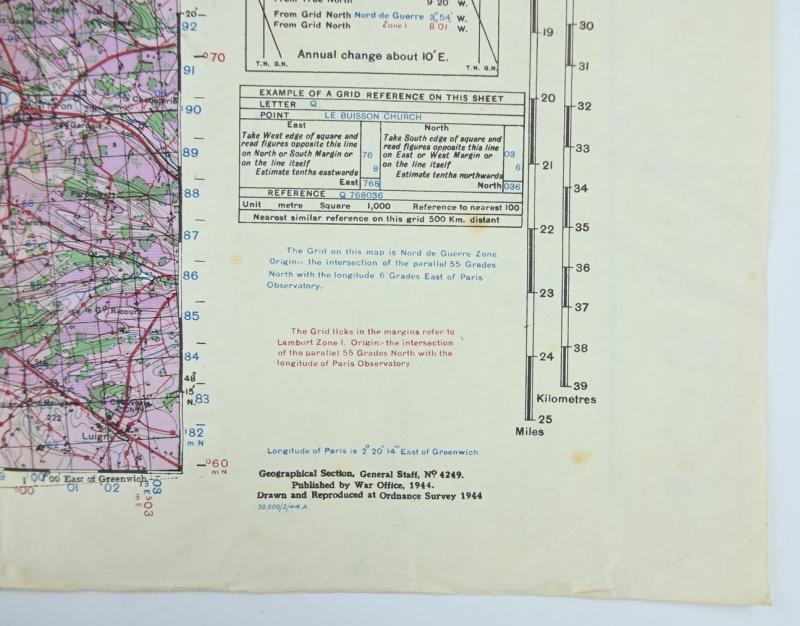 British WW2 Mapcard of Nogent-Le-Routrou, Mortagne France