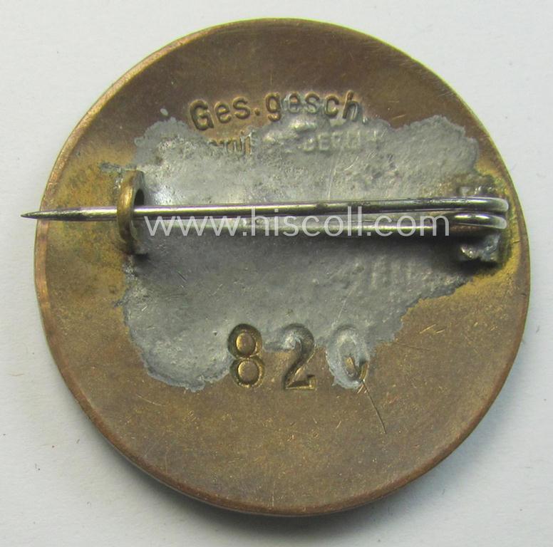 Attractive, DRK (ie. 'Deutsches Rotes Kreuz') so-called: nurses'-badge entitled: 'Schwesternschaft' being a medium-sized version showing an engraved bearers'-number: ('820'), town: ('Karlsruhe') and/or makers'-mark ('A. Stübbe - Berlin')