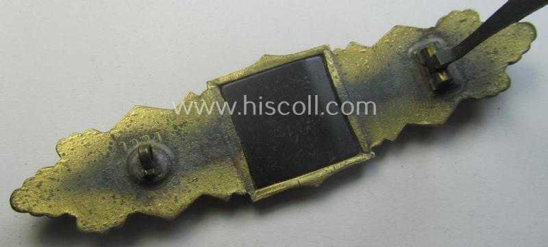 'Nahkampfspange in Bronze' (or: bronze-class close-combat clasp ie. CCC) being a maker- (ie. 'F.&B.-L.'-) marked- and/or minimally converse-shaped specimen as was produced by the maker- (ie. 'Hersteller') 'Funcke u. Brüninghaus'