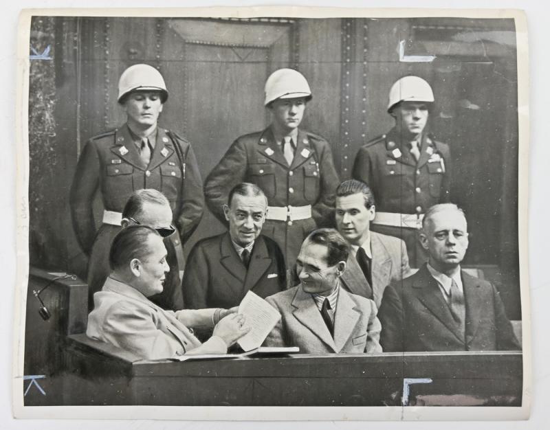 Allied Nuremberg War Trail Press Photo 'Göring & Hess'