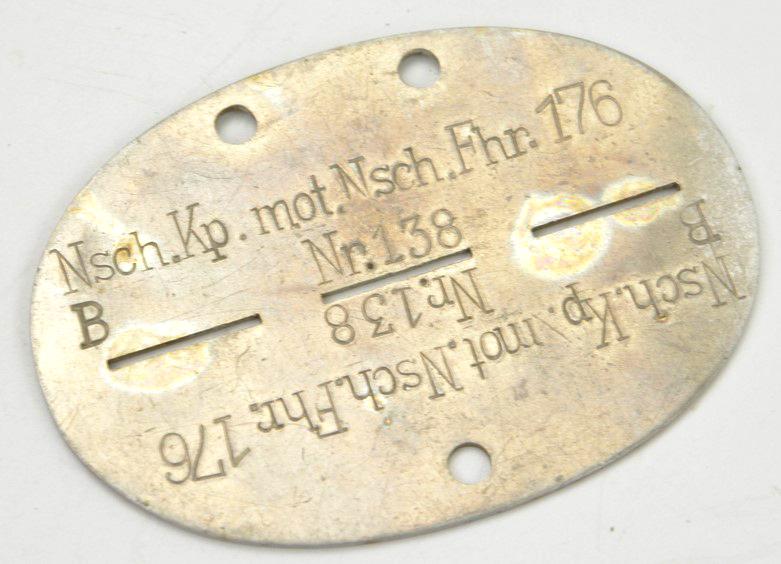 German WH Dog-Tag 'Nsch Kp.mot.Nsch.Fhr.176'