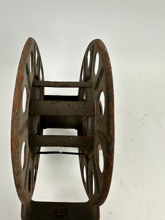 Original German WWII Big Hand Held Cable Reel With Wire Dated 1939 "DZ"