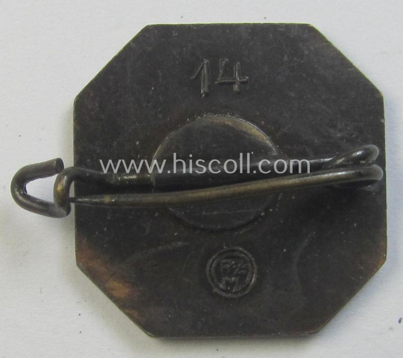 Attractive, N.S.A.D.- (ie. 'N.S.-Arbeitsdienst'-) related membership lapel-pin for supportive members in the province Franken (ie. 'Mitgliedsabzeichen für förderende Mitglieder') being a maker- (ie. 'RzM - 14'-) marked example