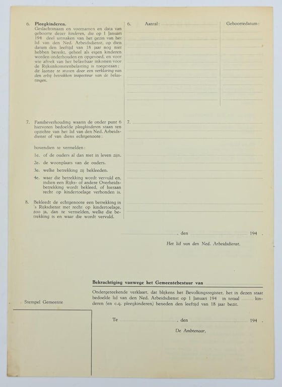 Dutch NAD Enlistment Paper