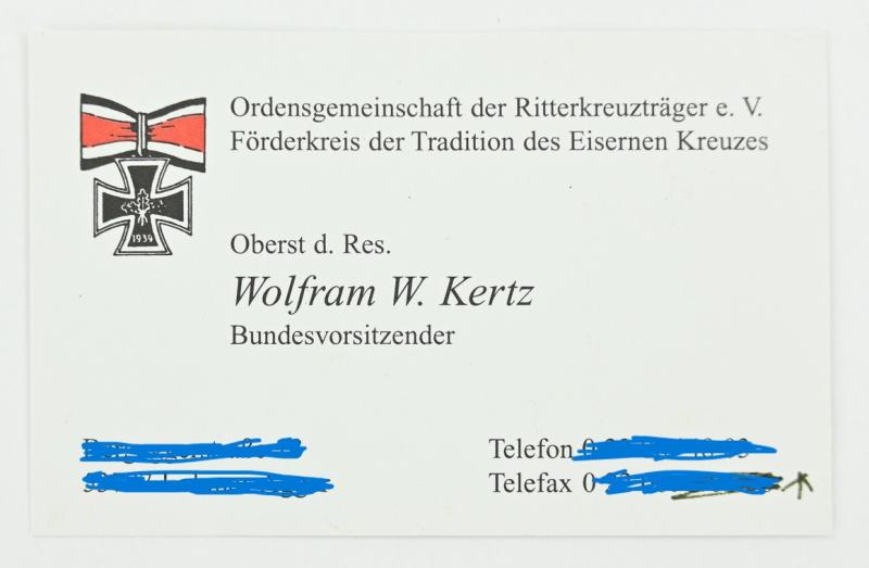 Signature of Wehrmacht Heer KC Recipient 'Wolfram Kertz'