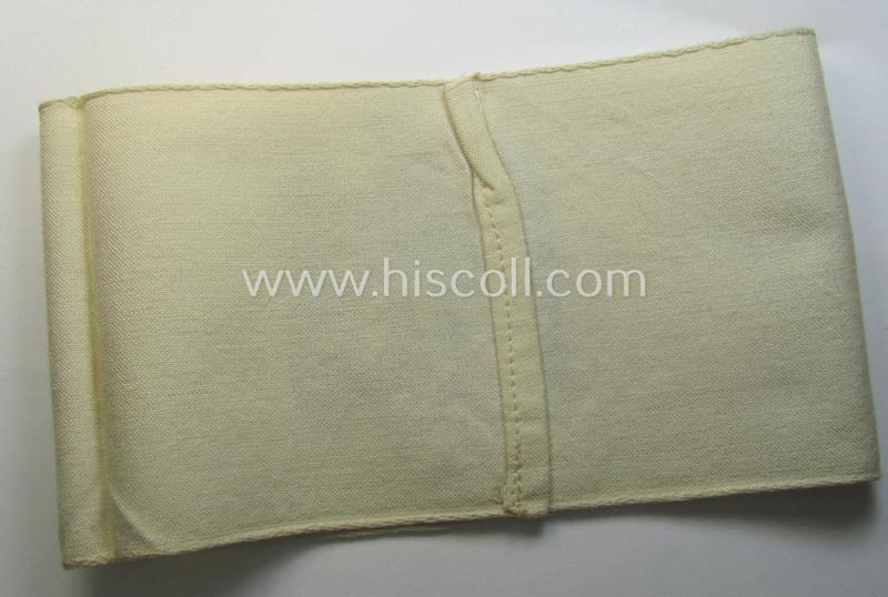 Linnen-based- and/or BeVo-'machine-woven', beige-white-coloured armband (ie. 'Armbinde') showing a woven eagle-device as was specifically intended for (civilian) staff-members (ie. 'Zivilangestellten') of the armed forces ie. 'Deutsche Wehrmac...
