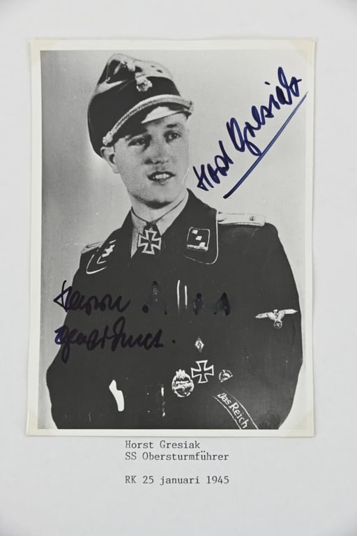Signature of Waffen-SS KC Reciepient Horst Gresiak