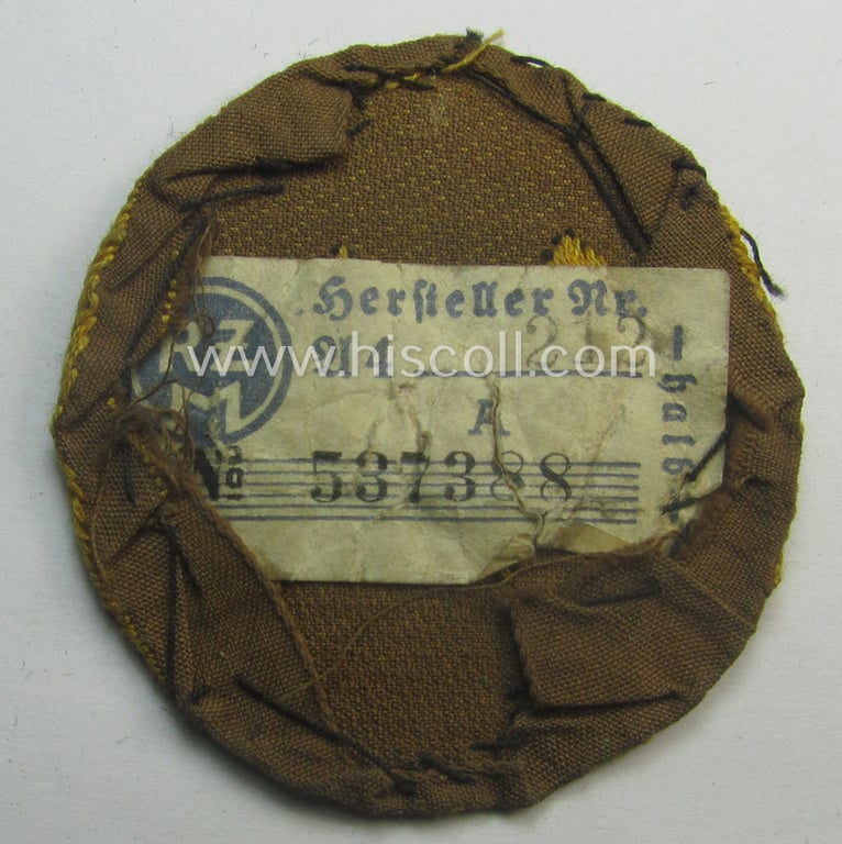 DJ (ie. 'Deutsches Jungvolk') arm-badge as was specifically intended for usage by a member who served within the: 'Oberbann 2' (being a clearly used example that still shows its period 'RzM'-etiket)