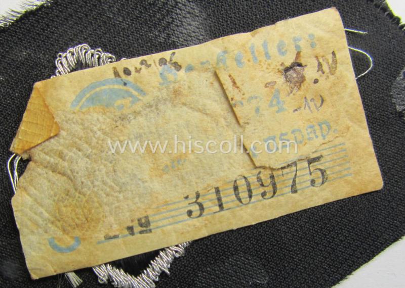 Attractive - and actually scarcely encountered! - N.S.K.K.- (ie. 'National-Socialistisches Kraftfahr-Korps'-) related armbadge as executed in neat 'BeVo'- weave pattern as was specifically intended for a: 'N.S.K.K. Sanitäts-Unterführer o. Mann'