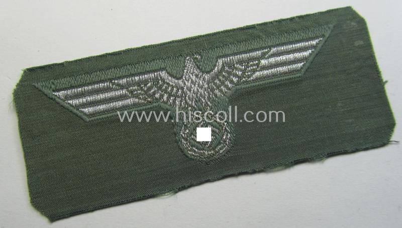 Superb - and not that easily encountered! - WH (Heeres) 'flatwire'-woven, officers'-type overseas cap-eagle (ie. 'Offiziersadler für Schiffchen') as was also intended for usage on the: 'Knautschmützen o. Alter-Art-Schirmmützen' ie. visor-caps