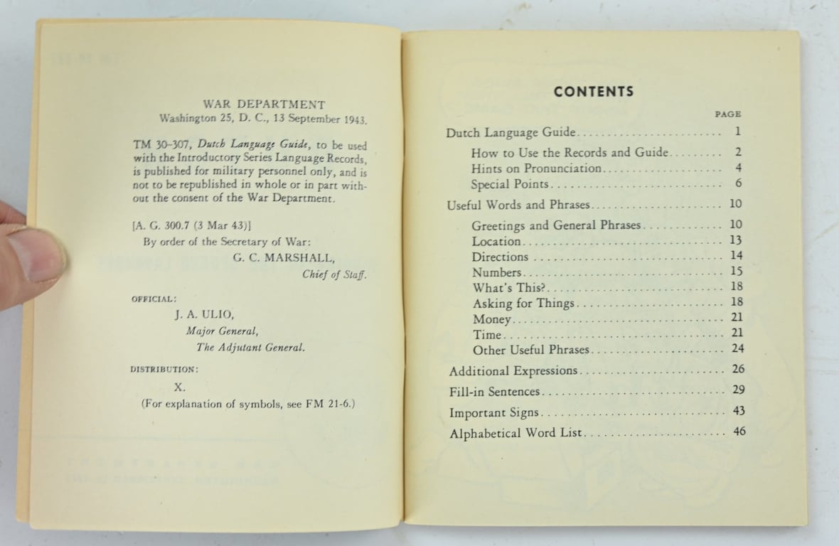 US WW2 Dutch Language Guide