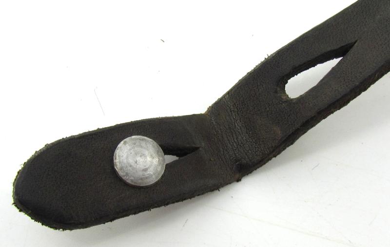 Early German helmet chin strap with aluminum buckle