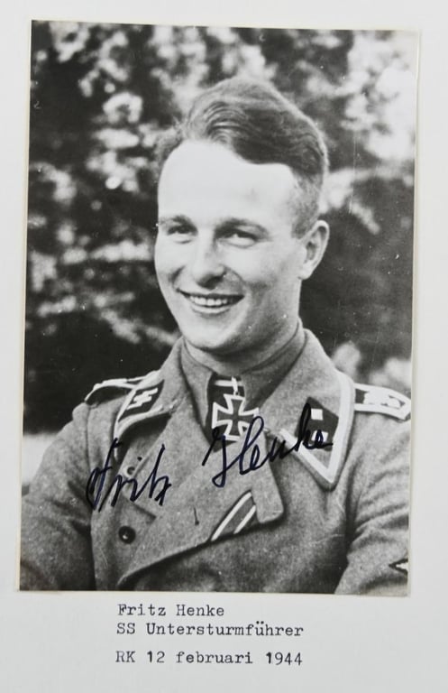 Signature of Waffen-SS KC Recipient 'Fritz Henke'