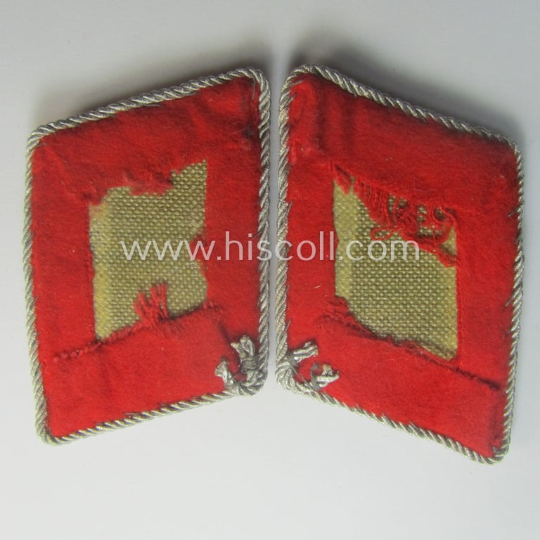 Pair of neatly hand-embroidered, WH (Luftwaffe) officers'-type collar-patches: 'Oberleutnant der Flak-Artillerie-Trpn.'