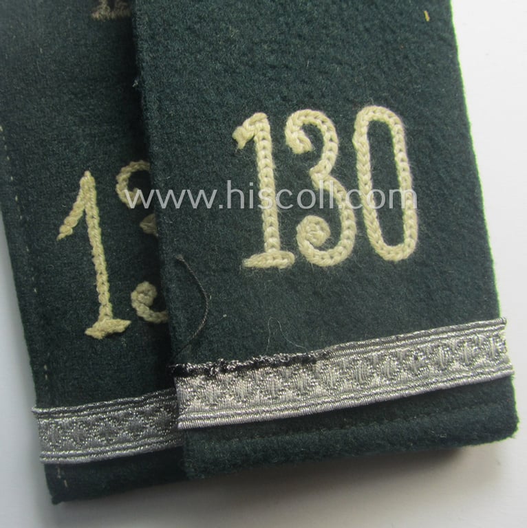 Slightly mis-matched pair of WH (Heeres) neatly 'cyphered' ('M36'- ie. 'M40'-pattern and/or pointed-styled) EM-type shoulderstraps: 'Soldat u. Unteroffizier-Anwärter des Infanterie-Rgts. 130'
