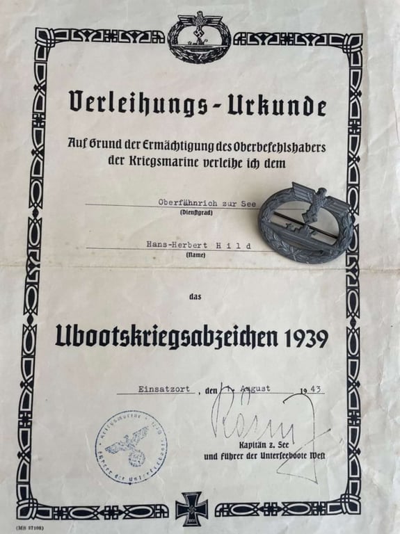 Fantastic Hand Signed Documentation Set by Ace U Boat Commander Hans-Rudolf Rosing 1943.