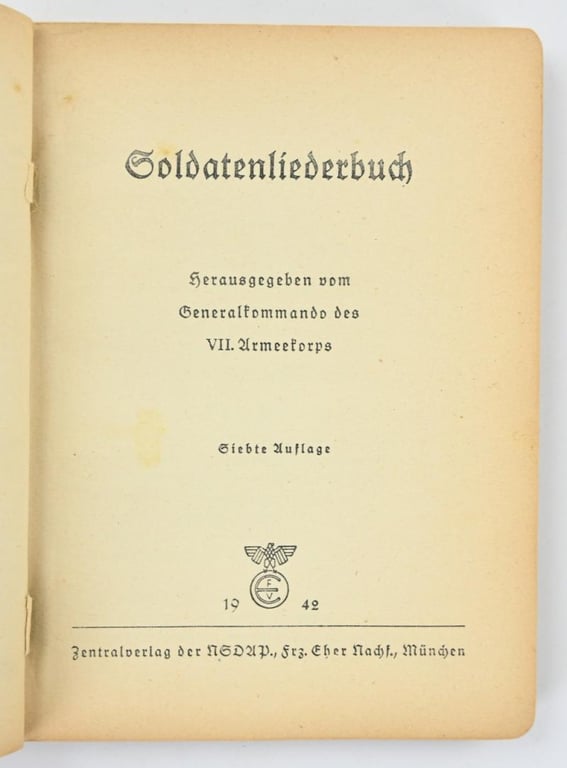 German NSDAP Songbook '7. Armeekorps'