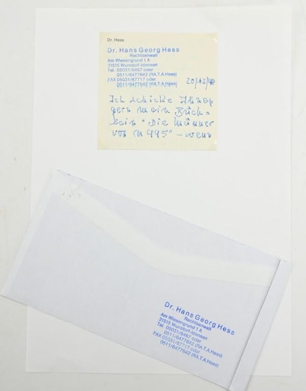 Signature of Kriegsmarine KC Recipient 'Hans-Georg Hess'