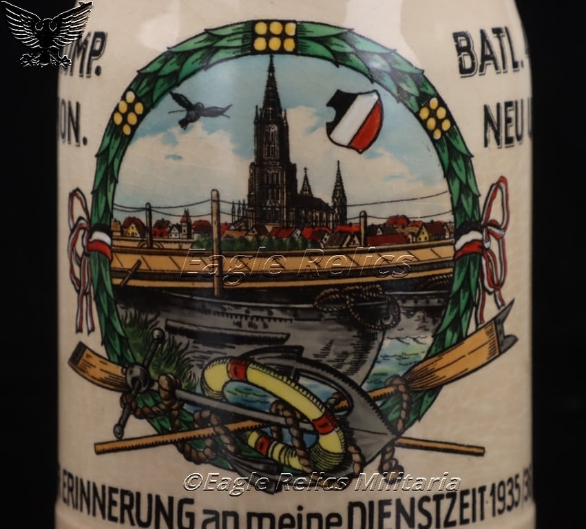 Wehrmacht reservist's beer mug - Pion. Batl. 45 Neu-Ulm