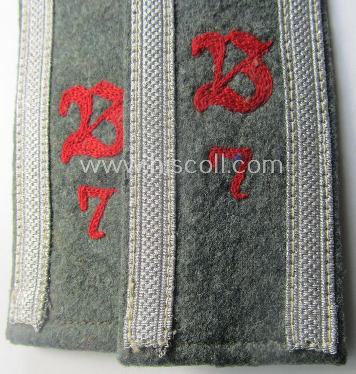 Pair of early- (ie. pre-) war-period, WH (Heeres) 'M36'- (ie. 'M40'-) pattern 'cyphered' (pointed-styled!) NCO-type shoulderstraps as intended for an: 'Uffz. u. Mitglied des Art.-Beo.-Abts. 7'